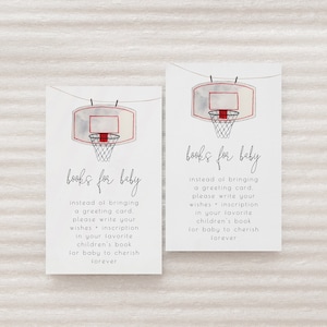 Basketball-Bücher für Baby-Vorlage einfügen | Editierbarer Sport Bring eine Buch-Babyparty druckbare Karte S442