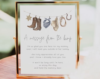 Message from the Bump Sign | Western Baby Shower Decor | Editable Cowboy Message from Baby Template S227