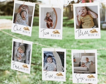 1st Rodeo Birthday Photo Banner Template | Western 12 Month Picture Banner | Cowboy Decor First Year S229 S227 S253 S228 S245