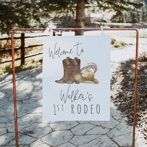 1st Rodeo Birthday Welcome Sign Template  | Cowboy First Birthday Party Welcome Decor | Western Editable Sign S229