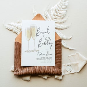 Brunch & Bubbly Bridal Shower Invitation Editable Template Wedding Shower Invite Champagne Shower image 5