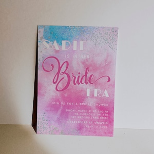 Bride Era Invitation Template | Editable Bridal Shower Invite in Hot Pink and Blue | In Her Bride Era Printable Invite S388