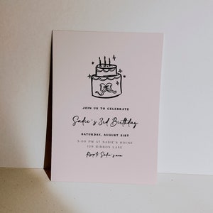 Bow 3rd Birthday Invitation Template | Editable Coquette Pink Girly Bow Third Birthday Party Invite S645