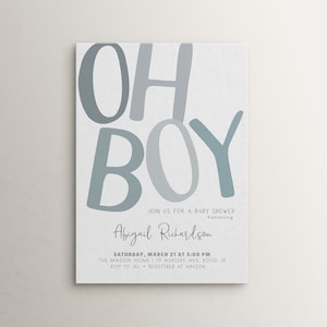 Modello di invito modificabile per baby shower per bambini / Oh Boy Baby Sprinkle Invite S407