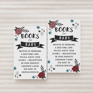 Modèle d'encart livres pour enfants sauvages pour bébé | Modèle imprimable Apportez un livre Rock a Bye Baby Shower modifiable S600