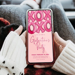 Modello di invito di testo modificabile per la festa di San Valentino / E-invito per la festa di San Valentino XOXO S583