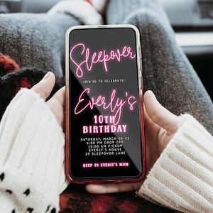 Editable Sleepover Birthday Text Invitation for Girl Template Hot