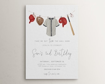 Baseball 2nd Birthday Invitation Template | Editable Take Me Out TWO the Ball game Second Birthday Printable Invite S251