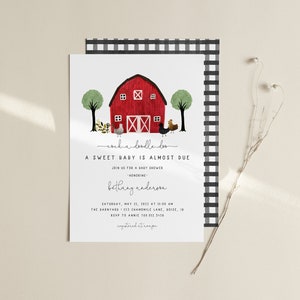 Editable Farm Baby Shower Invitation | Barn Baby Shower Template Invite | Red Barn Farmhouse Baby Sprinkle S209