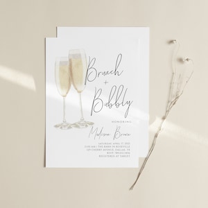 Brunch & Bubbly Bridal Shower Invitation Editable Template Wedding Shower Invite Champagne Shower image 1
