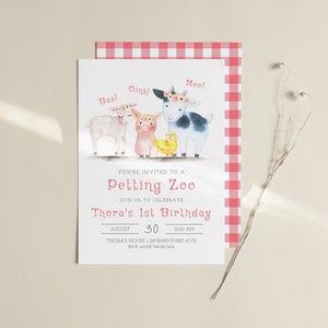 Farm Girl Birthday Invitation | Petting Zoo Birthday Invite Editable Template | Farm Animal Party