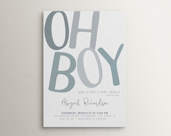 Boy Baby Shower Editable Invitation Template | Oh Boy Baby Sprinkle Invite S407