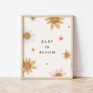 Baby in Bloom Printable Sign | Wildflower Baby Shower Decor | Baby in Bloom Floral Editable Sign Template S448
