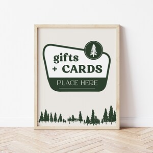 Bordsjabloon voor cadeaus en kaarten voor campers | Bewerkbaar babyshowerdecor Little Camper | Afdrukbare bewegwijzeringsdecoraties One Happy Camper S381