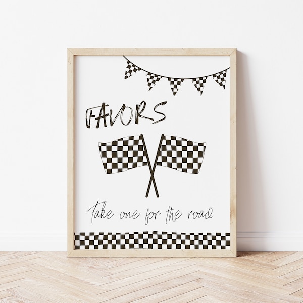Race Car Favors Sign Template | Editable Take One for the Road TWO Fast Birthday Party Racing Decor S437 S439 S469 S471 S479 S493 S494 S386