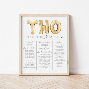 Modello modificabile per la bacheca dei traguardi del 2° compleanno / Decorazione per la bacheca dei traguardi di due anni su di me S379