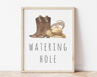 1st Rodeo Birthday Decor | Editable Watering Hole Sign Template | Cowboy First Birthday Party Decorations | Western Sign S229