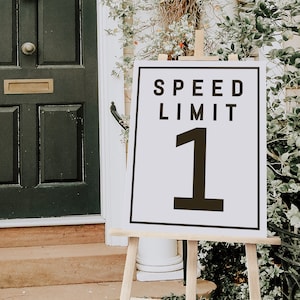 Speed Limit 1 Sign Template | Fast ONE Race Car Birthday Party Food Sign | 1 Speedy Year Printable Decor S437 S439 S468 S469 S471