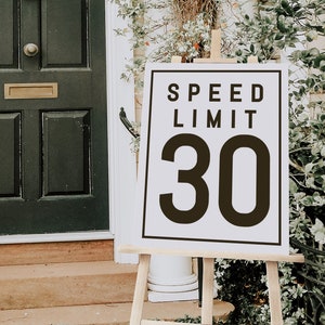 Tempo Limit 30 Schild Vorlage |  30 Jahre Geburtstagsschild | Speed Limit 30 druckbare Dekor