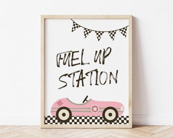Editable Race Car Sign Template | Pink Fuel Up Station TWO Fast Birthday Party Food Sign | Girl Speedy ONE Printable Decor S469