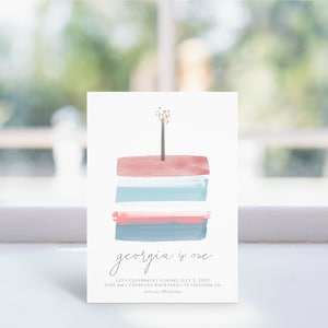 4th of July 1st Birthday Invitation Template | Red White and Blue Bday Cake Editable  Invite | Independence Day BBQ