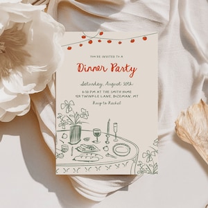 Dinner Party Invitation Template | Editable Birthday Dinner Party Invite | Summer BBQ Invitation S680