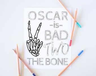 Bad TWO The Bone Coloring Sheet Template | Editable 2nd Birthday Printable Activity & Decor S366 S367