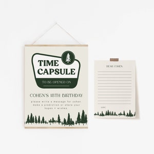 Happy Camper Time Capsule Birthday Template | Editable One Happy Camper 1st Birthday Time Capsule Party Game | Camping First Birthday S381
