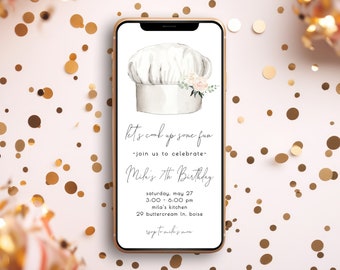 Cooking Birthday Party Invitation - Editable Baking Party Birthday Invite Template (Digital Download) S210