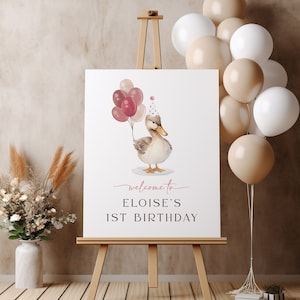 One Lucky Duck Birthday Welcome Sign Template | Editable Duck First Birthday Party Decor | Little Duck Baby Shower Sign S570