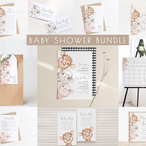 Farm Baby Shower Bundle Editable Invitation and Game Templates  | Gender Neutral Farm Baby Shower Package Set S151