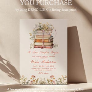 A New Chapter Bridal Shower Invitation Template - Editable Her Next Chapter Begins Wedding Shower Invite - DIY Book Invitation S776 image 5