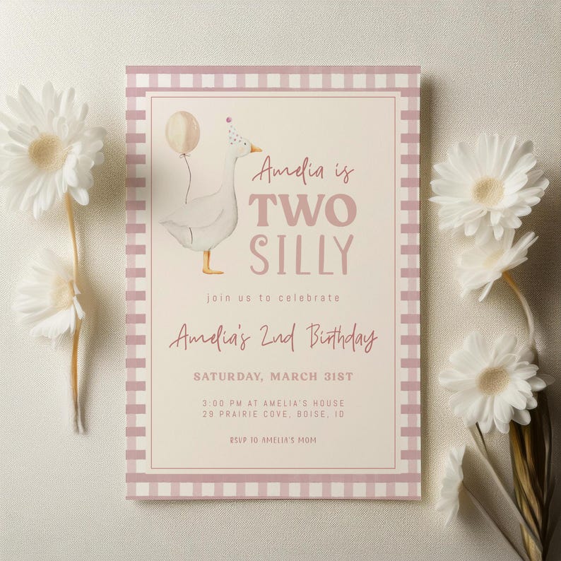 Two Silly Goose Birthday Invitation Template