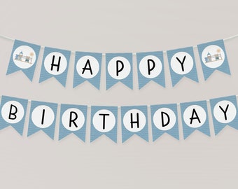 Playground Happy Birthday Banner Template | Park Birthday Printable Pennant Sign Editable Bday Decor S273