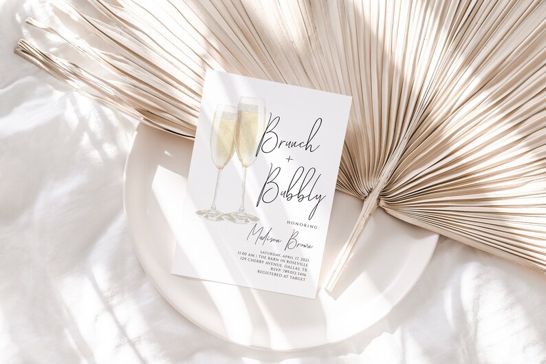 Brunch & Bubbly Bridal Shower Invitation Editable Template Wedding Shower Invite Champagne Shower image 3