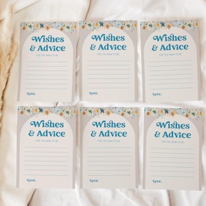 Spelsjabloon Baby in Bloom Advies + Wensen | Bewerkbaar A Little Wildflower is onderweg Boy Babyshower-spel S799