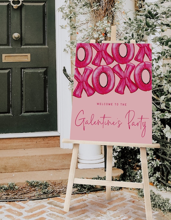 Editable Galentine's Welcome Sign Template | Valentine's Party Printable Decor | XOXO Valentine's Sign S583