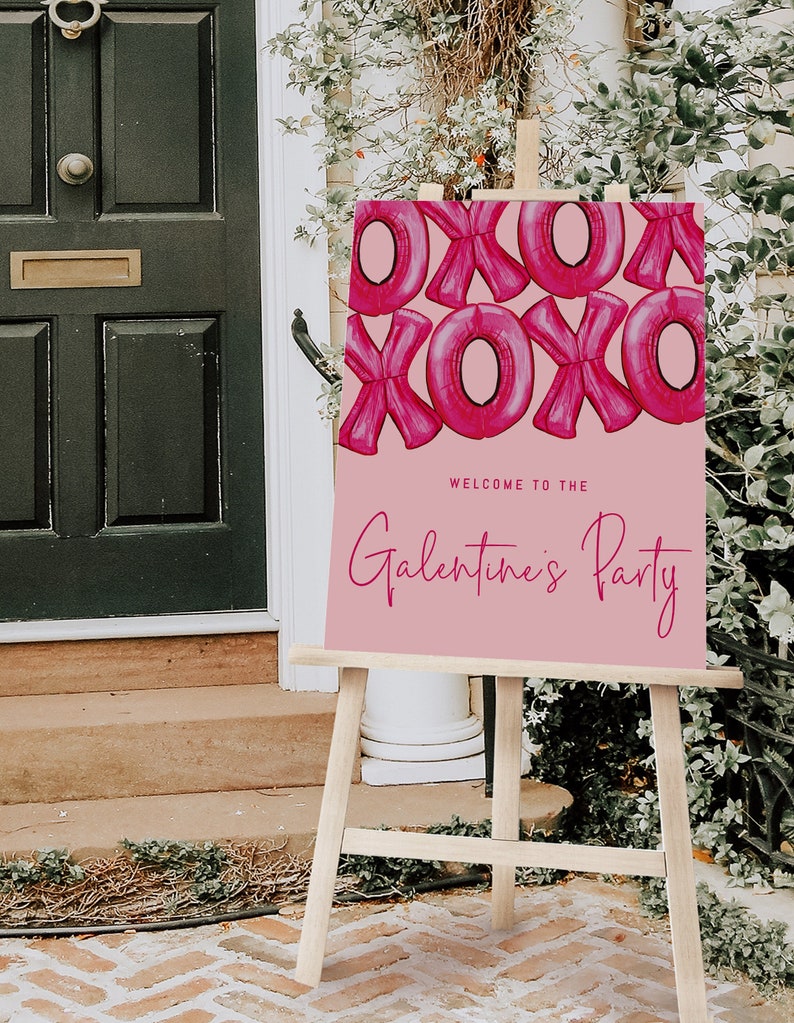 editable galentine's party welcome sign template