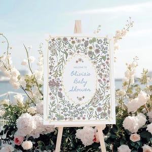 Vintage Floral Welcome Sign Editable Template | DIY Printable Grandmillenial Flower Signage Decor S851