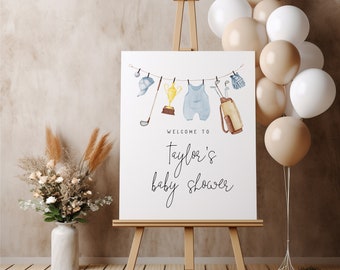 Editable Golf Welcome Sign Template | Hole in ONE First Birthday Party Welcome Decor | Golfing Baby Shower Sign S539