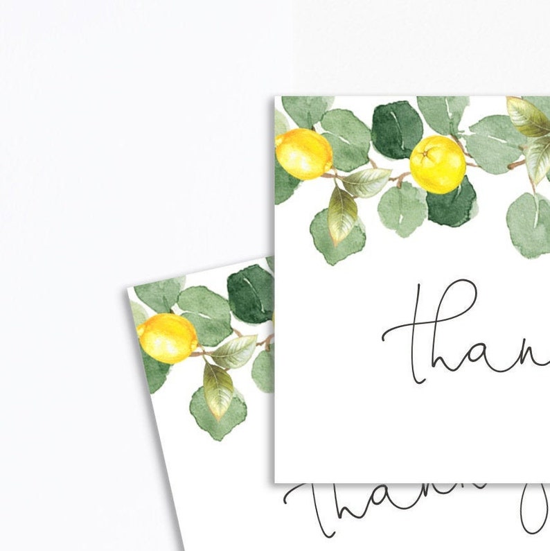 Lemon Thank You Favor Tag Lemons and Greenery Bridal Shower Etsy