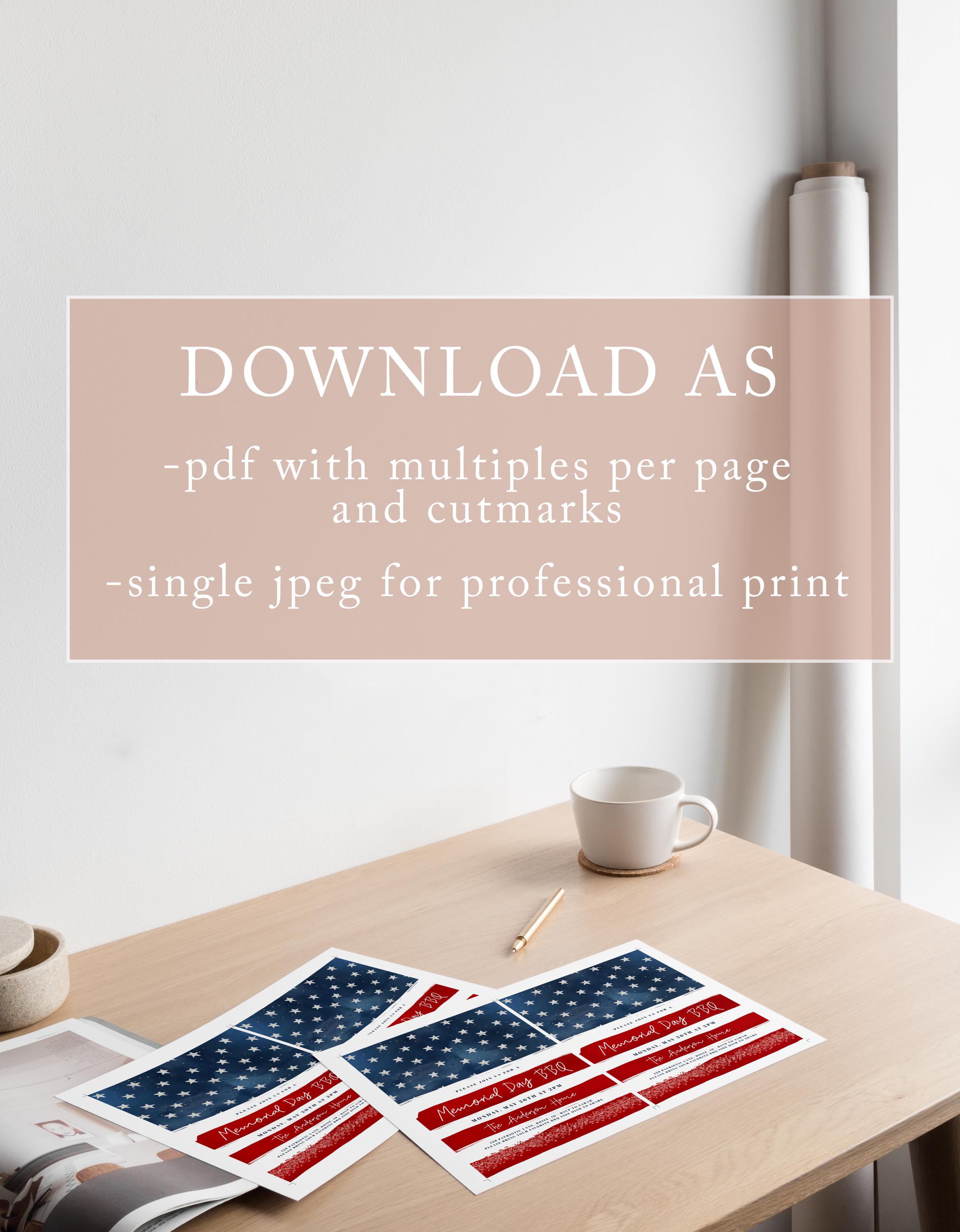 Memorial Day BBQ Invitation Template | Editable Red White and Blue ...