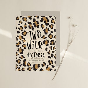 Two Wild Girl 2nd Birthday Invitation | Leopard Birthday Invitation Editable Template | Second Bday Invite Safari Animal Invite S298 image 9