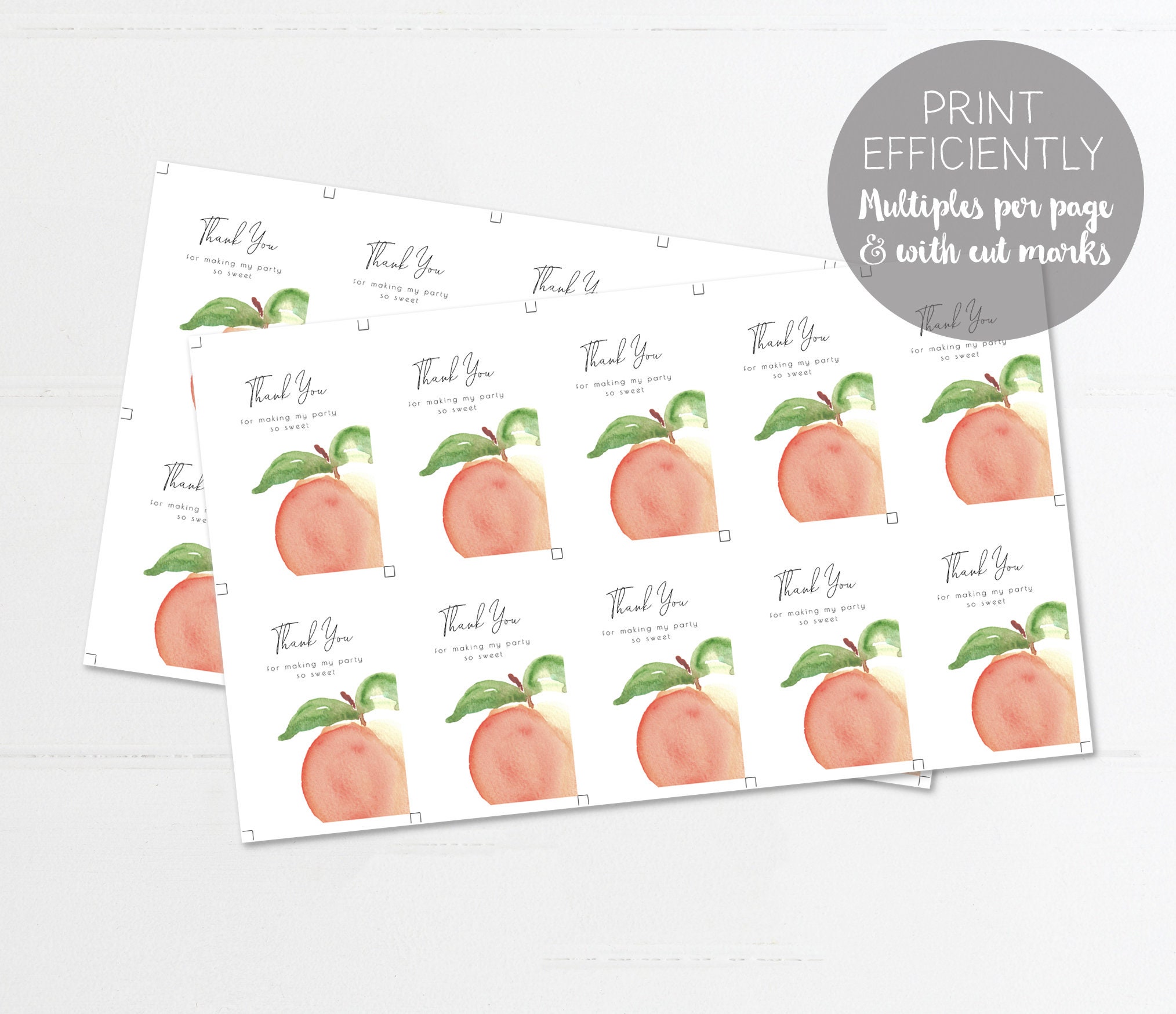 Peach Thank You Favor Tag | Sweet as a Peach 1st Bday Printable Gift ...