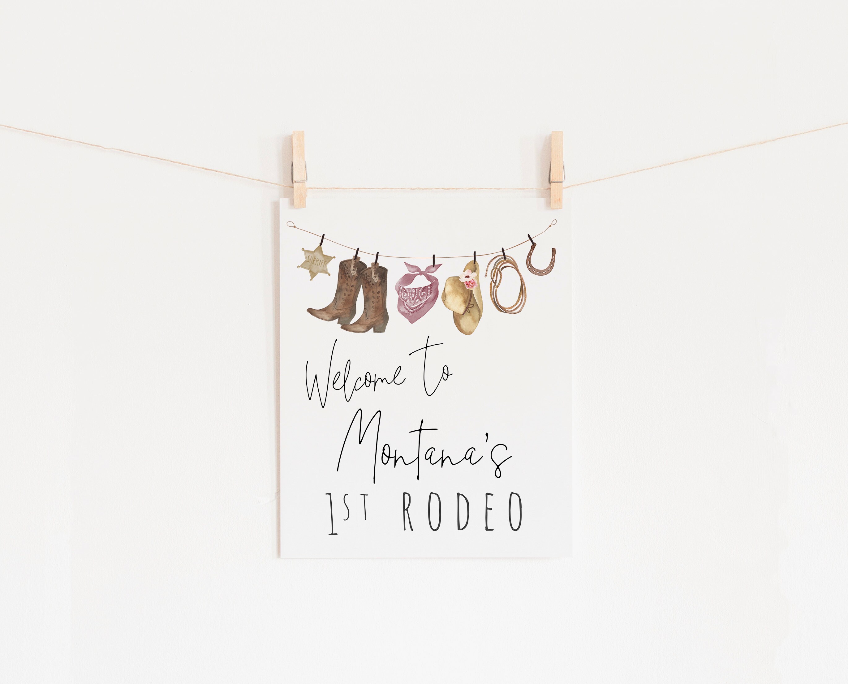 1st Rodeo Birthday Welcome Sign Template | Cowgirl First Birthday Party ...