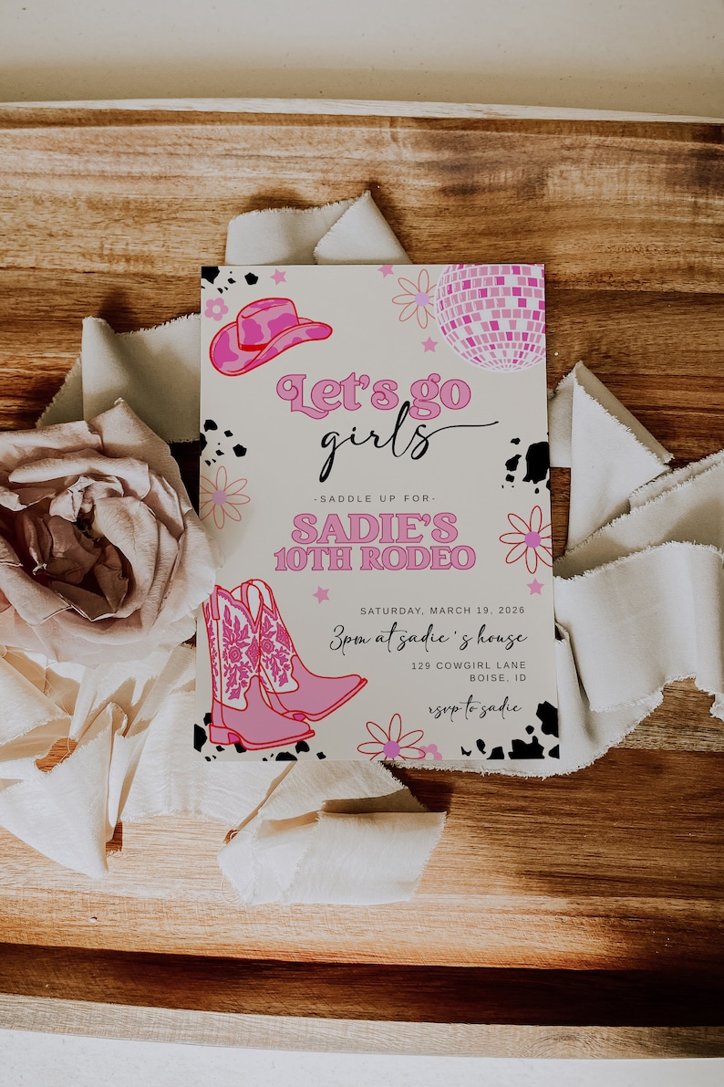 editable let's go girls birthday invitation template