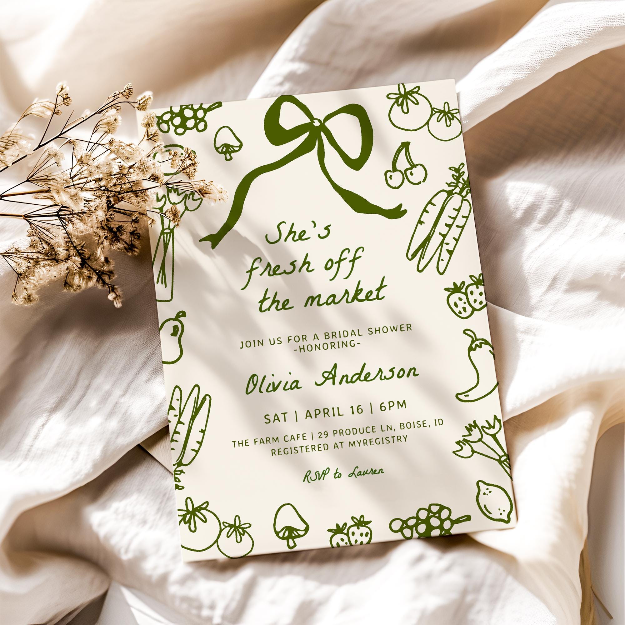 Fresh off the Market Bridal Shower Invitation Template | Editable off the  Market Hand Drawn Farmer's Market Wedding Shower Invite S791 - Etsy Israel