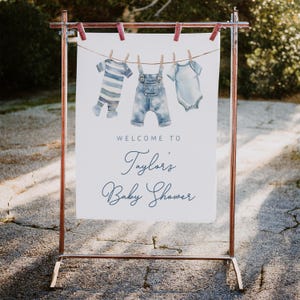 Blue Jean Baby Shower Welcome Sign Template | Editable Denim Baby Shower DIY Printable Sign Decor | Blue Jean Baby Shower S803
