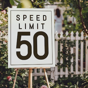 Speed Limit 50 Sign Template | DIY 50th Birthday Party Sign | Editable Speed Limit 50 Fiftieth Printable Decor 50 MPH