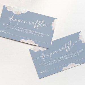 Cloud 9 Diaper Raffle Ticket Template | Editable We&#39;re on Cloud Nine Diaper Raffle Baby Shower Printable Insert | Boy Cloud 9 S522 S531